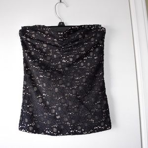 Strapless black lace top built-in bra Aerie